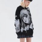 Black Harajuku Sweater - Animecore Aesthetic word1