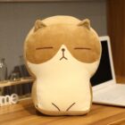 Brown and white catoast plushie, soft stuffed animal.