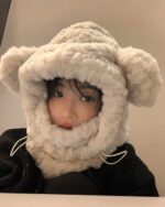 Fluffy Winter Hat - Bear Edition with attached bear ear hat.