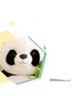 Close-up of a Pocket Panda Plush - Bamboo Edition, a soft panda plushie with black and white coloring.