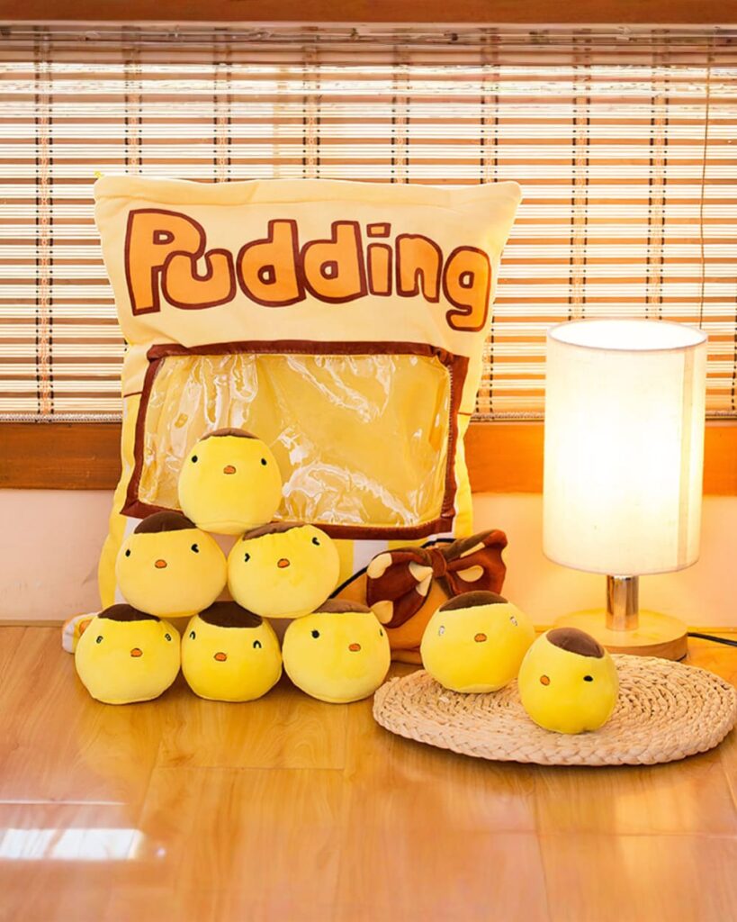 A large snack bag plushies set with pudding and chocolate chip characters.