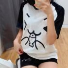 Cute Cotton Black Shorts - Kaomoji Aesthetic word2