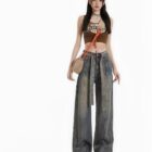 High Waist Long Jeans - Y2K Aesthetic word1