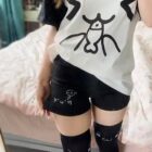 Cute Cotton Black Shorts - Kaomoji Aesthetic word2