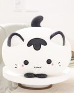 Cute kawaii cat plushie, soft and fluffy with black details.