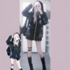 Floral Design Hooded Jacket - Harajuku Aesthetic word1