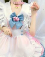 Kawaii Lolita Maid Dress - Extended Yume Kawaii Edition, featuring a pink and white design with a blue bow.