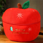 Red kawaii christmas plushie shaped like an apple with "Merry Christmas" embroidery.