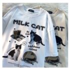 Milk Cat T-Shirt - Cutecore Aesthetic word2