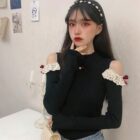 Laced Hollow-out Long-sleeved Top word3