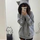 Kawaii Cat Paw Print Hoodie - Harajuku Aesthetic word2