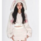 Bunny Hooded Plush Pajamas - Kawaii Clothes word1