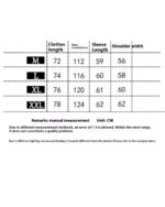 Size chart for the Korean aesthetic shirt, showing measurements for M, L, XL, and XXL.
