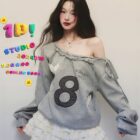 Off Shoulder Gray Sweathirt - Coquette Aesthetic word2