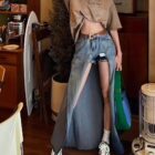 Gradient Cut Out Long Skirt - Y2K Aesthetic word3