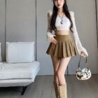 Pleated Corduroy Skirt - Preppy Aesthetic word1