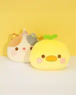 Two kawaii plushie handwarmers featuring a cat and a chick from the Adorable Pet Collection.