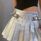 Silver Pleated Skirt - Coquette Aesthetic word3