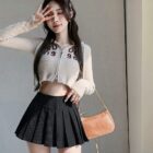 Pleated Corduroy Skirt - Preppy Aesthetic word1