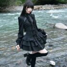 Black Laced Short Dress - Gothic Aesthetic word3