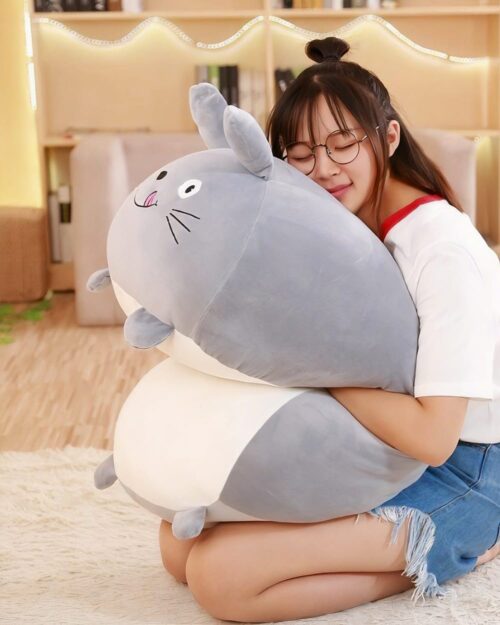 Large grey animal mochi plushie, cute Kawaii animal plushies for cuddling.