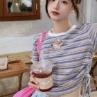 Stripped Butterfly Top - Korean Aesthetic word1
