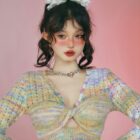 Hollow-out Knitted Long-sleeved Sweater - Vintage Aesthetic word1