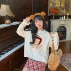 Apple Bear Sweater - Cottagecore Aesthetic word3