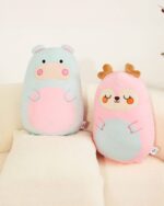 Kawaii wild animal plushies featuring a hamster and reindeer bean-shaped plush toys.