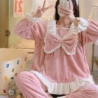 Lace Flannel Bow Homewear - Kawaii Clothes word1