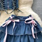 Two-piece Coquette Denim Set - Y2K Aesthetic word3