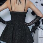 Dark Rose Lace Sling Dress - Gothic Aesthetic word2