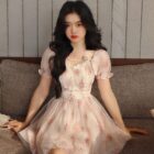 Floral Pink Dress - Cottagecore Aesthetic word2