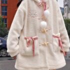 Fluffy Hooded Schoolgirl Coat word2
