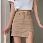 High Waist Denim Skirt - Y2K Aesthetic word1