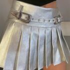 Silver Pleated Skirt - Coquette Aesthetic word3