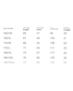 Size chart for The Wind Blows Cool cat and dog tee, showing measurements.