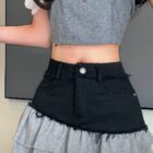 Ruffled Retro Denim Skirt - Y2K Aesthetic word1