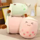 Cute bubble tea plushies in pink and green, soft and plush toys.