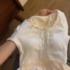 Knitted Bow Lace Sweatshirt - Vintage Aesthetic word1