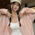 Long-sleeved Striped Casual Shirt - Korean Aesthetic word2