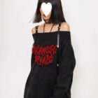 Off-shoulder Sweater - Gothic Aesthetic word2