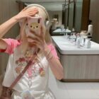 Cute Summer Pink T-Shirt - Harajuku Aesthetic word1
