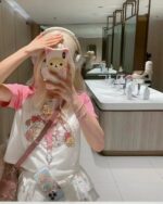 Cute Summer Pink T-Shirt - Harajuku Aesthetic featuring adorable character print.