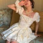 Retro Square Collar Dress - Vintage Aesthetic word2