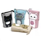 Set of Kawaii Foldable Cat Pencil Cases - Neko Collection, cute cat designs.