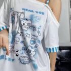Blue Nurse Cat T-Shirt - Cutecore Aesthetic word3
