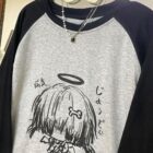 Japanese Style Gray Sweatshirt - Animecore Aesthetic word3
