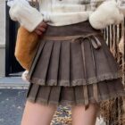 Laced Pleated Skirt - Korean Aesthetic word2