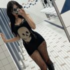 Skull Printed Tight Dress - Gothic Aesthetic word2